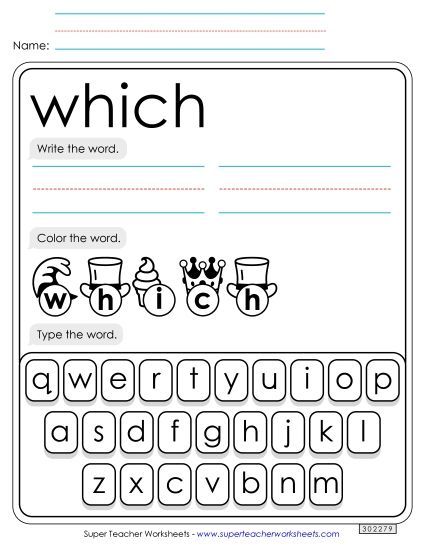 Write, Color, Type: Which (Printable PDF Worksheet)