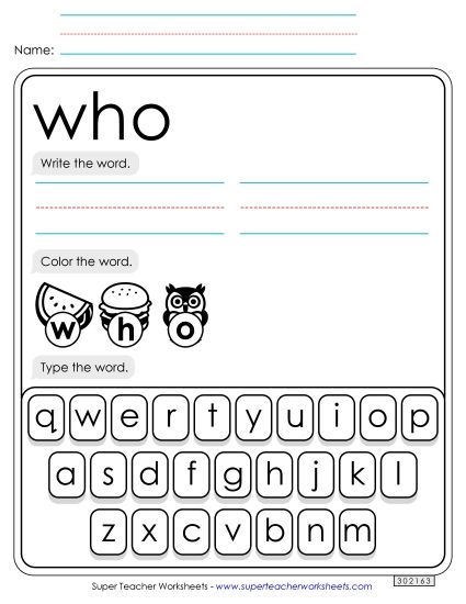Write, Color, Type: Who (Printable PDF Worksheet)