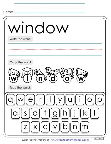 Write, Color, Type: Window (Printable PDF Worksheet)