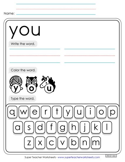 Write, Color, Type: You (Printable PDF Worksheet)