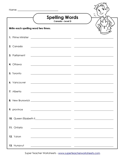 Worksheets and Activities - Write It Twice (D-Canada Words) Worksheets and Activities - Write It Twice (D-Canada Words)