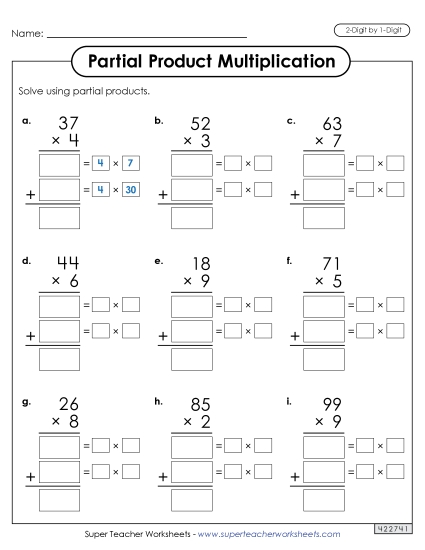 2-Digit by 1-Digit - Write Out the Factors (Partial Products: 2-Digit by 1-Digit)