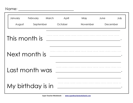 Calendars (Basic) - Write the Month (Basic) Calendars (Basic) - Write the Month (Basic)