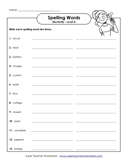 Worksheets and Activities - Write the Spelling Words Twice Worksheets and Activities - Write the Spelling Words Twice