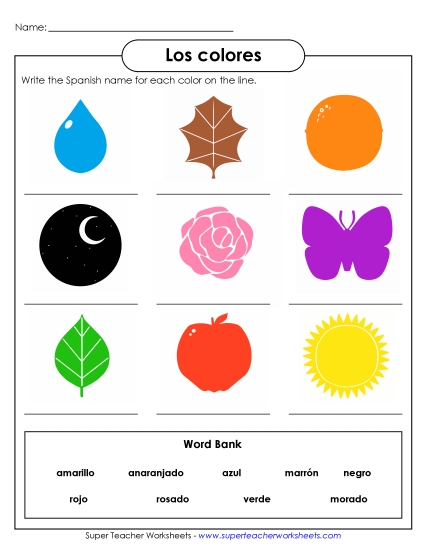 Colors (Colores) - Write the Word: Colors