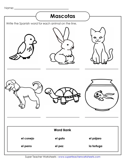 Pets (Mascotas) - Write the Word: Pets