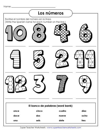 Numbers - Write the Words: Numbers (1-12) Numbers - Write the Words: Numbers (1-12)