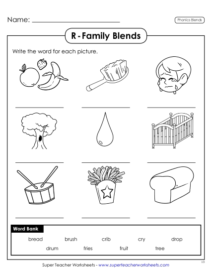 Worksheets - Write the Words: R-Blends Worksheets - Write the Words: R-Blends
