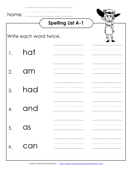 Worksheets - Write Twice (A-1)