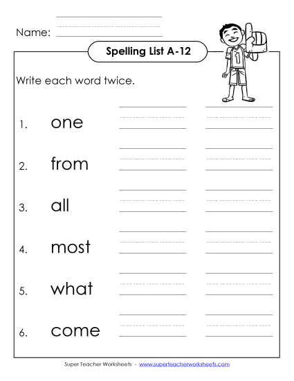 Worksheets - Write Twice (A-12) Worksheets - Write Twice (A-12)