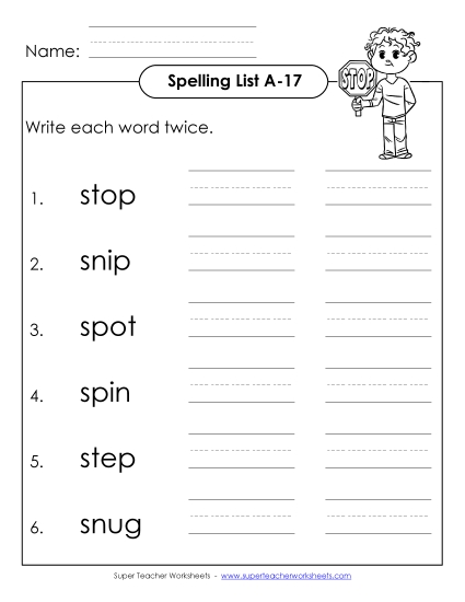 Worksheets - Write Twice (A-17) Worksheets - Write Twice (A-17)