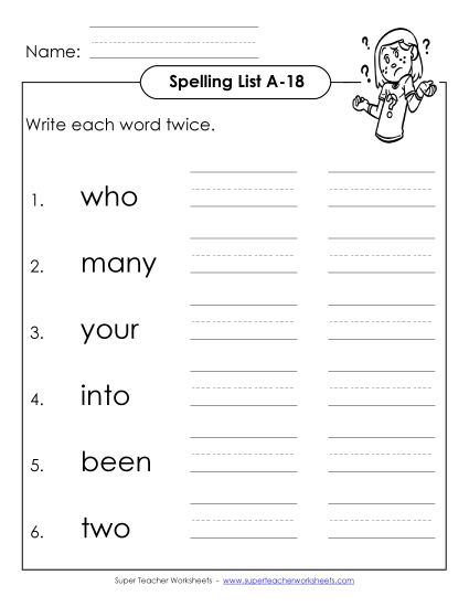 Worksheets - Write Twice (A-18) Worksheets - Write Twice (A-18)