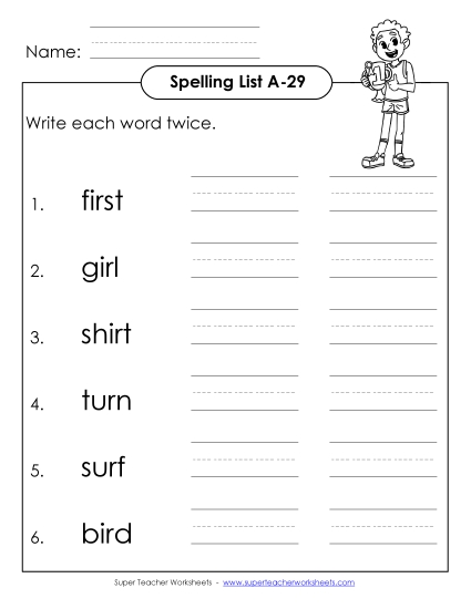 Worksheets - Write Twice (A-29)