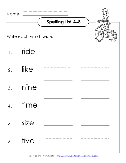 Worksheets - Write Twice (A-8)