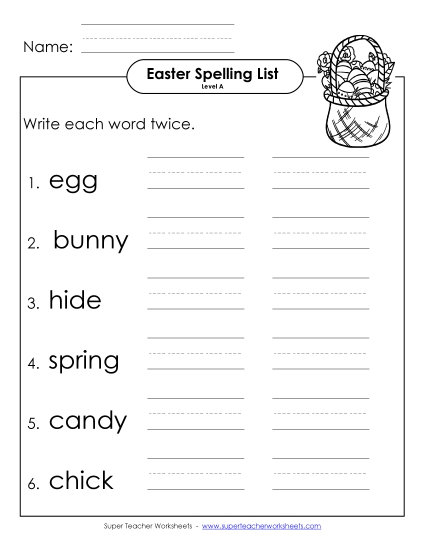 Worksheets - Write Twice (A-Easter) 
