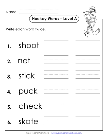 Worksheets and Activities - Write Twice (A-Hockey Words) Worksheets and Activities - Write Twice (A-Hockey Words)