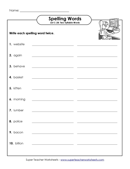 Worksheets - Write Twice (C-28)