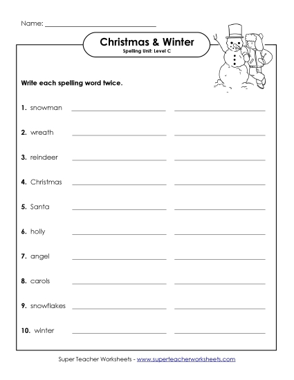 Worksheets - Write Twice (C-Christmas) 