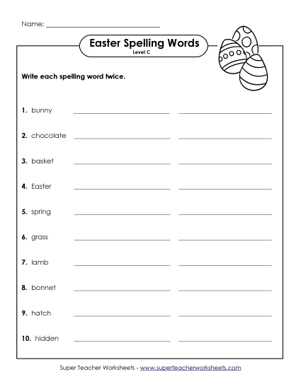 Worksheets - Write Twice (C-Easter) 