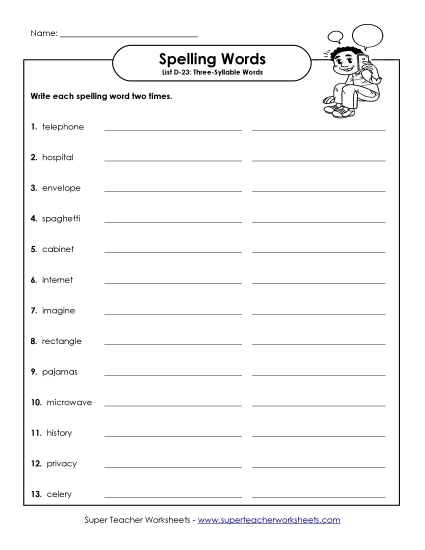 Worksheets - Write Twice (D-23) Worksheets - Write Twice (D-23)