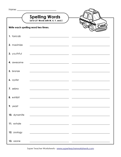 Worksheets - Write Twice (D-27) Worksheets - Write Twice (D-27)