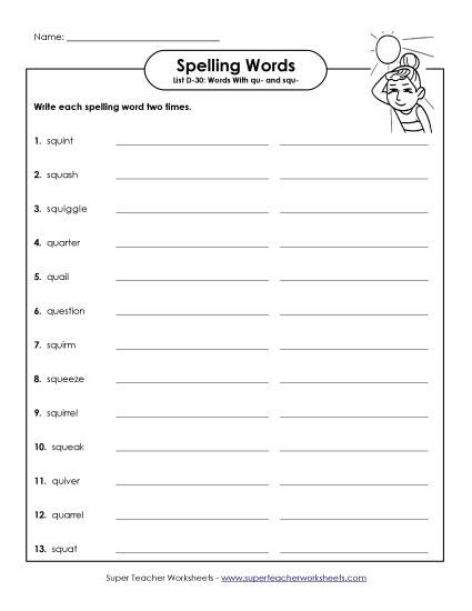 Worksheets - Write Twice (D-30) Worksheets - Write Twice (D-30)