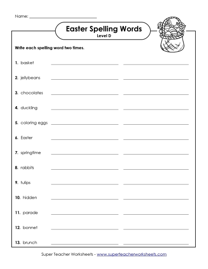 Worksheets - Write Twice (D-Easter) 