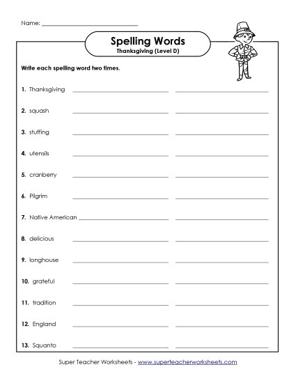 Worksheets - Write Twice (D-Thanksgiving) Worksheets - Write Twice (D-Thanksgiving)