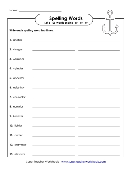 Printable Worksheets - Write Twice (E-10)