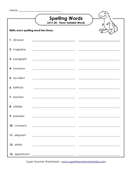 Printable Worksheets - Write Twice (E-20) Printable Worksheets - Write Twice (E-20)