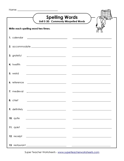 Printable Worksheets - Write Twice (E-30)