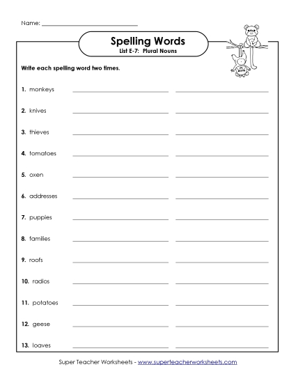 Printable Worksheets - Write Twice (E-7) Printable Worksheets - Write Twice (E-7)