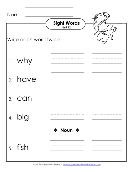 Worksheets - Write Twice (Unit 12)