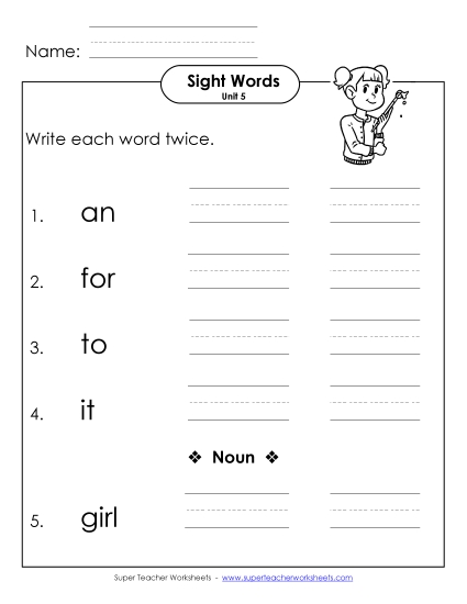 Worksheets - Write Twice (Unit 5) 