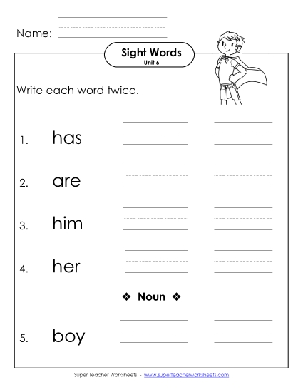 Worksheets - Write Twice (Unit 6) 