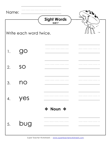 Worksheets - Write Twice (Unit 7) 