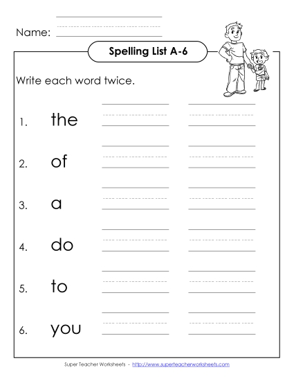 Worksheets - Write Two Times (A-6)