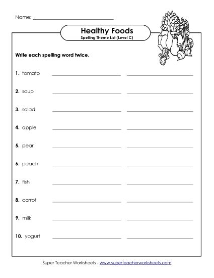 Worksheets and Activities - Write Two Times (C-Healthy Foods) Worksheets and Activities - Write Two Times (C-Healthy Foods)