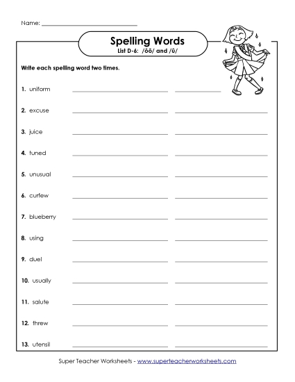 Worksheets - Write Two Times (D-6)