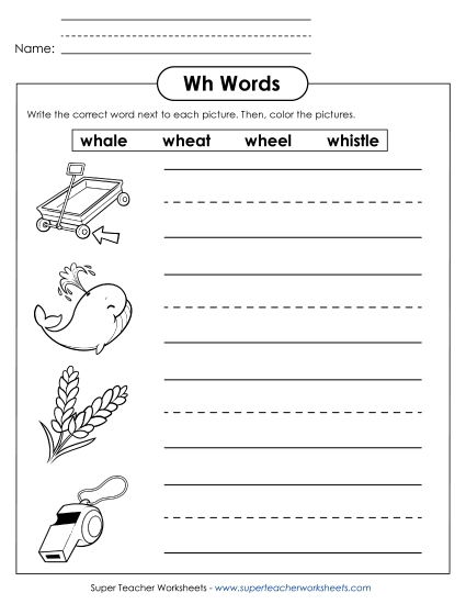 Worksheets - Write WH Words