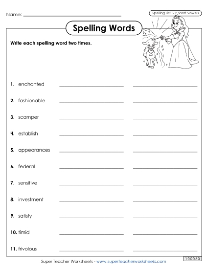 Worksheets and Puzzles - Write Words Twice (F-1)