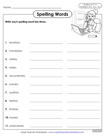 Worksheets and Puzzles - Write Words Twice (F-10)
