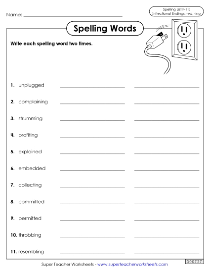 Worksheets and Puzzles - Write Words Twice (F-11)