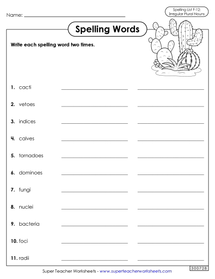 Worksheets and Puzzles - Write Words Twice (F-12)