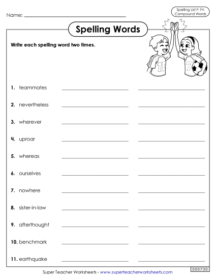 Worksheets and Puzzles - Write Words Twice (F-14)