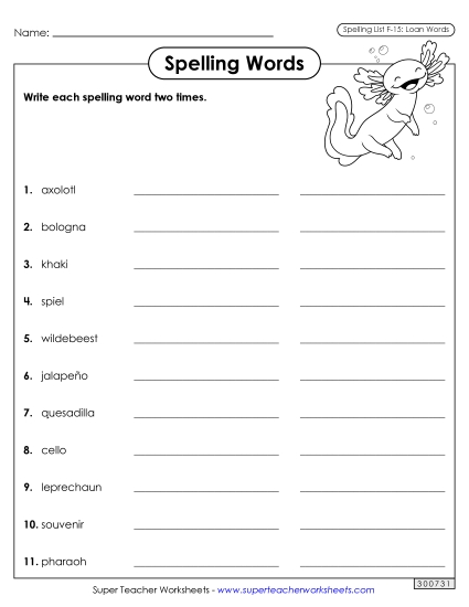 Worksheets and Puzzles - Write Words Twice (F-15) Worksheets and Puzzles - Write Words Twice (F-15)