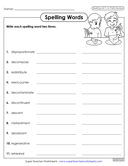 Worksheets and Puzzles - Write Words Twice (F-16) Worksheets and Puzzles - Write Words Twice (F-16)