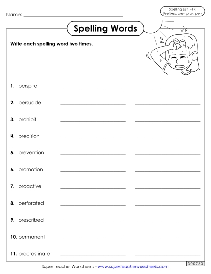 Worksheets and Puzzles - Write Words Twice (F-17)