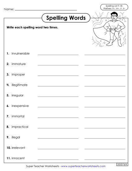 Worksheets and Puzzles - Write Words Twice (F-18) Worksheets and Puzzles - Write Words Twice (F-18)