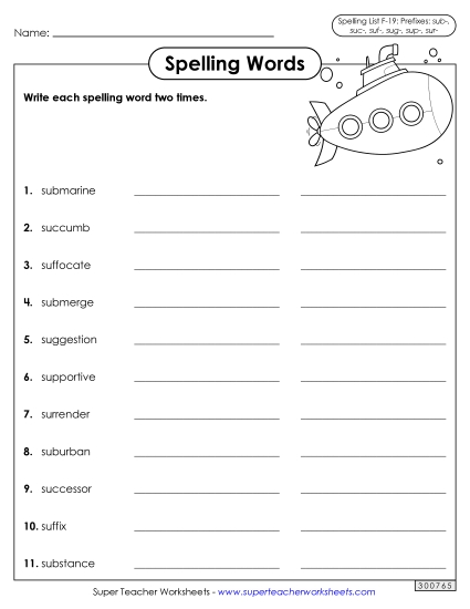 Worksheets and Puzzles - Write Words Twice (F-19) Worksheets and Puzzles - Write Words Twice (F-19)
